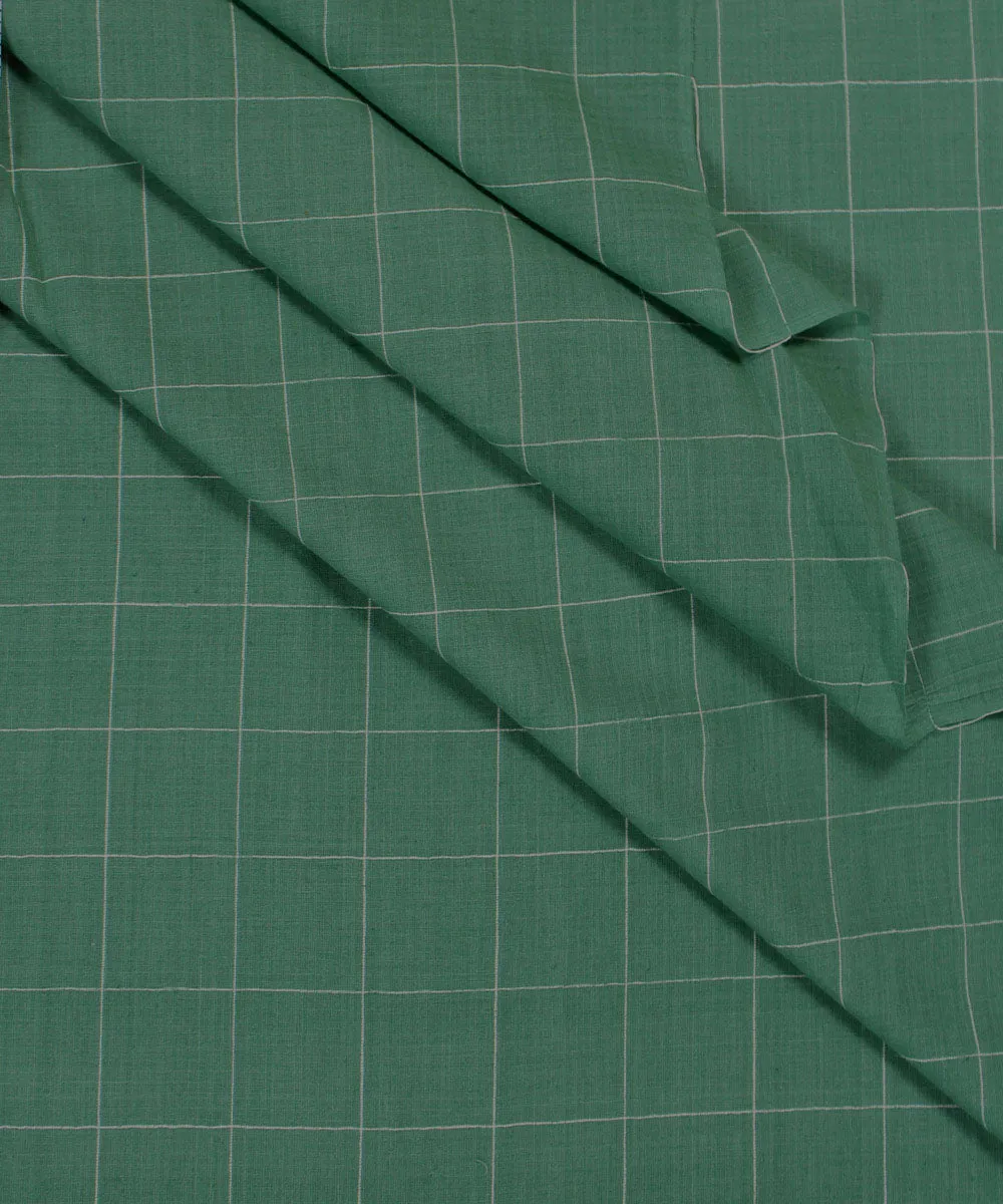 1.8m Green checks handwoven cotton fabric