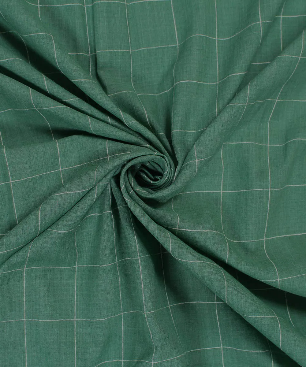 1.8m Green checks handwoven cotton fabric