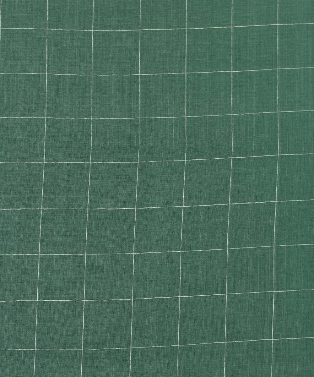 1.8m Green checks handwoven cotton fabric