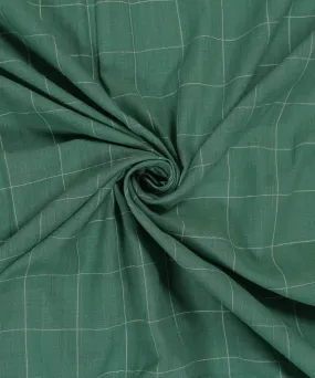 1.8m Green checks handwoven cotton fabric