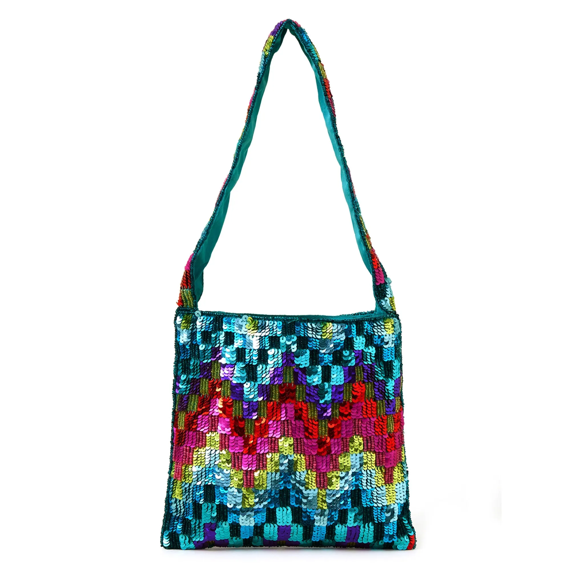 Accessorize London Women's Blue Sequin Zig Zag Bag