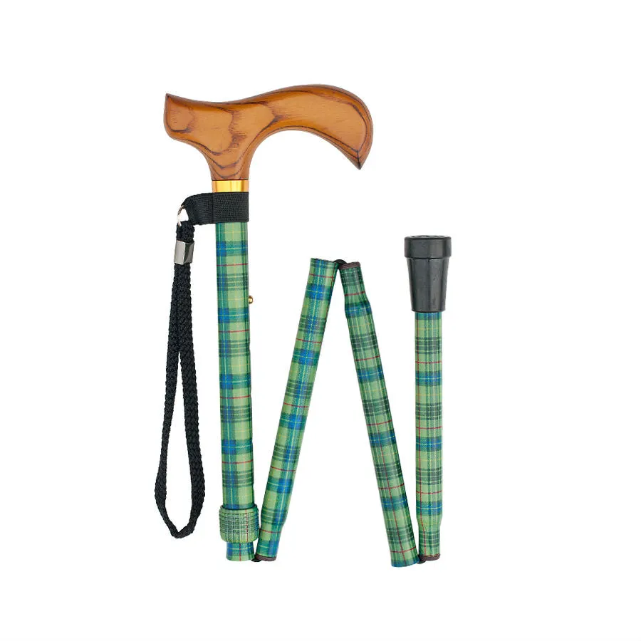 Adjustable Folding Tartan Cane