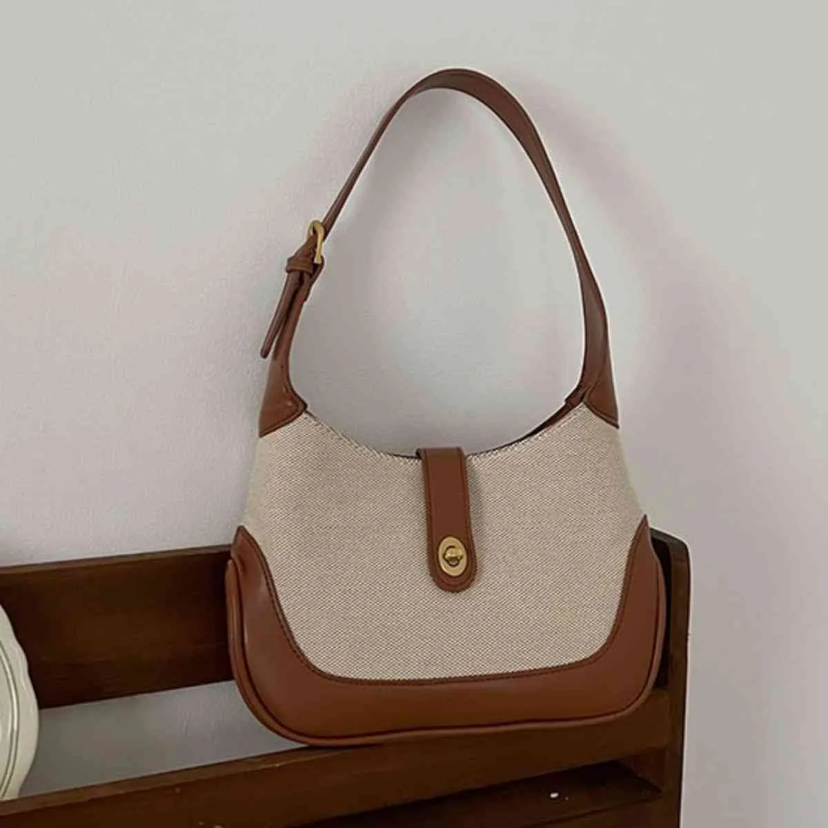 Adored Contrast Canvas Shoulder Bag