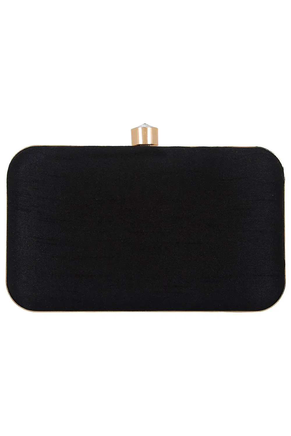 Adorn Embelished Faux Silk Fabric Clutch Black & White