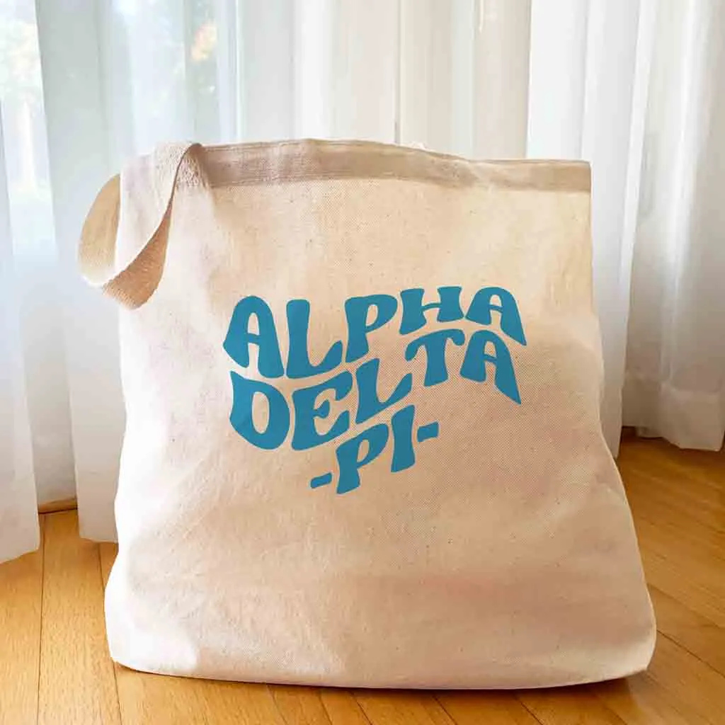 Alpha Delta Pi Large Canvas Sorority Tote Bag with Simple Mod Design