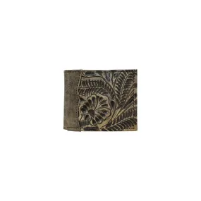 American West Distressed Charcoal Leather 4.5x3.5 ID Mens Bi-Fold Wallet