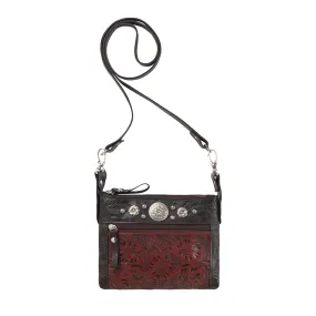 American West Trail Rider Crimson Leather Hip Crossbody Bag