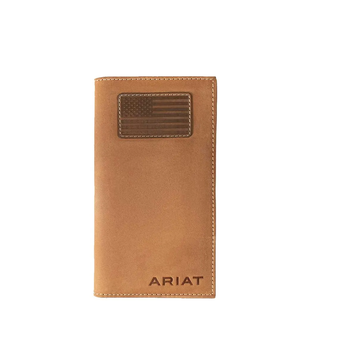 Ariat Men's Rodeo Style USA Flag Wallet - Medium Brown