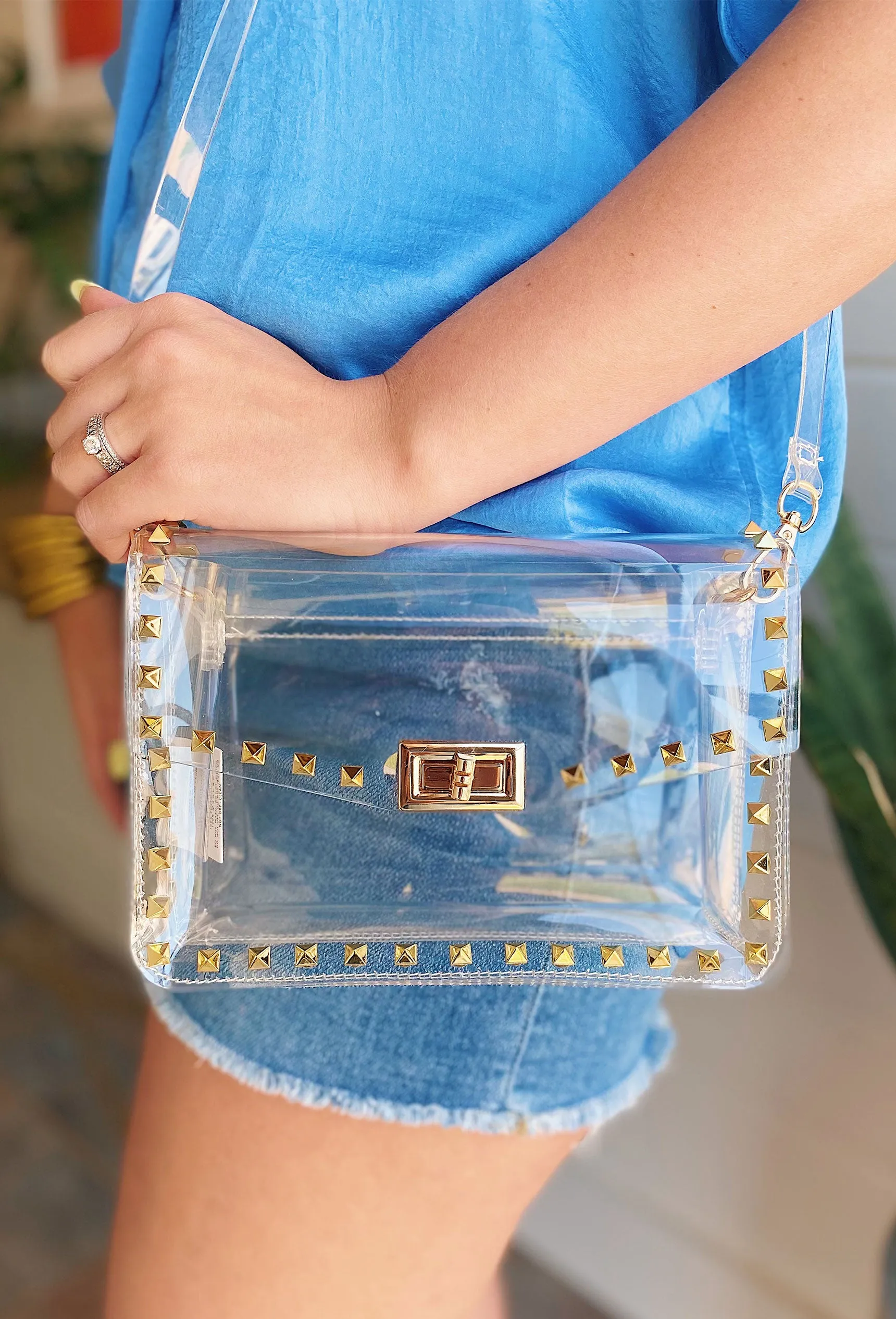 Aubrey Studded Clear Handbag