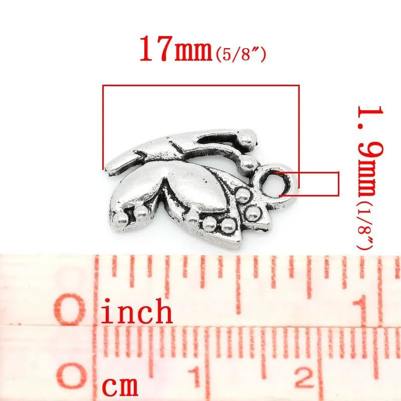 AVBeads Nature Charms Butterfly Silver 17mm x 11mm Metal Charms 10pcs