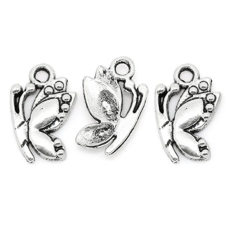 AVBeads Nature Charms Butterfly Silver 17mm x 11mm Metal Charms 10pcs