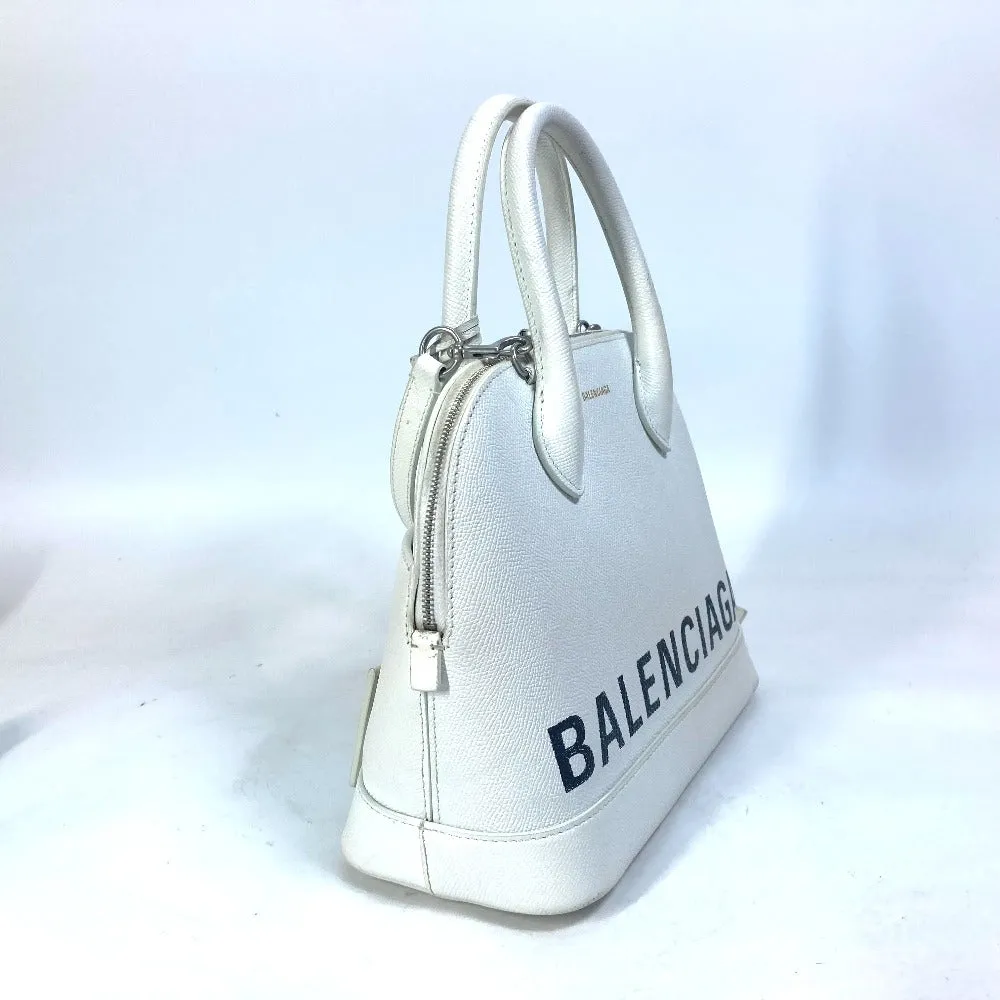 BALENCIAGA Handbag 550645 leather white Bicolor Bag Ville top handle S Women Used Authentic