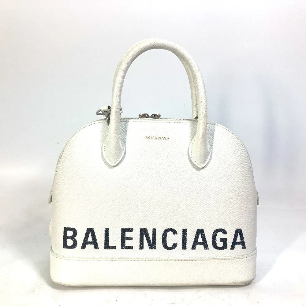 BALENCIAGA Handbag 550645 leather white Bicolor Bag Ville top handle S Women Used Authentic