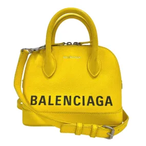 BALENCIAGA Shoulder Bag 550646 leather yellow 2WAY handbag Building Top Handle XXS Women Used Authentic