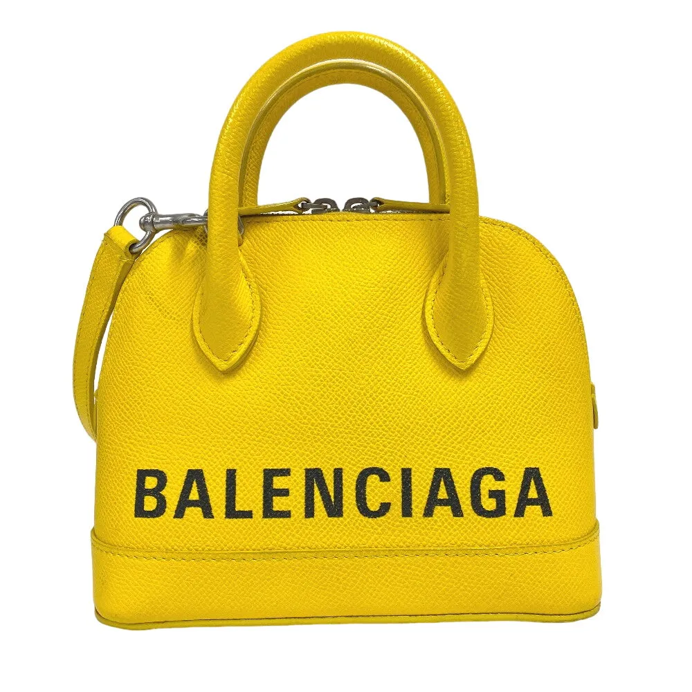 BALENCIAGA Shoulder Bag 550646 leather yellow 2WAY handbag Building Top Handle XXS Women Used Authentic