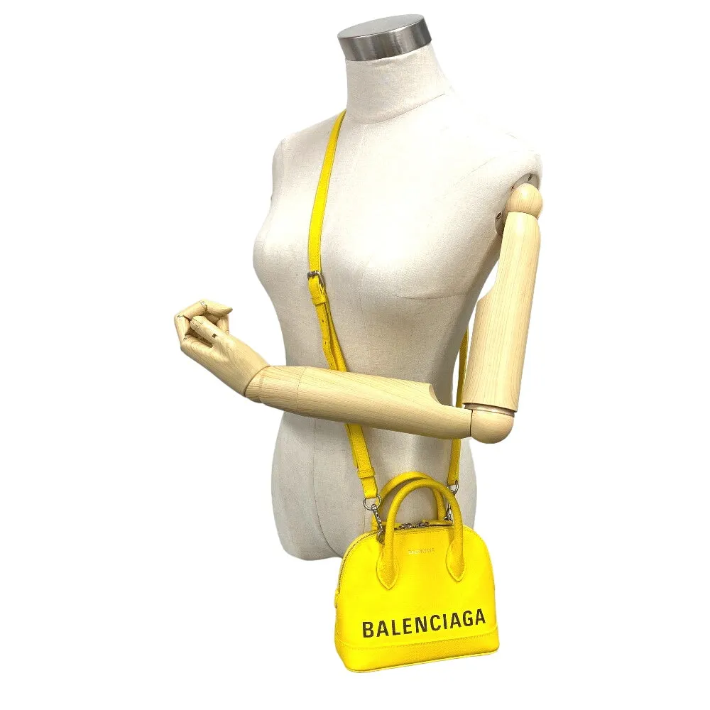 BALENCIAGA Shoulder Bag 550646 leather yellow 2WAY handbag Building Top Handle XXS Women Used Authentic