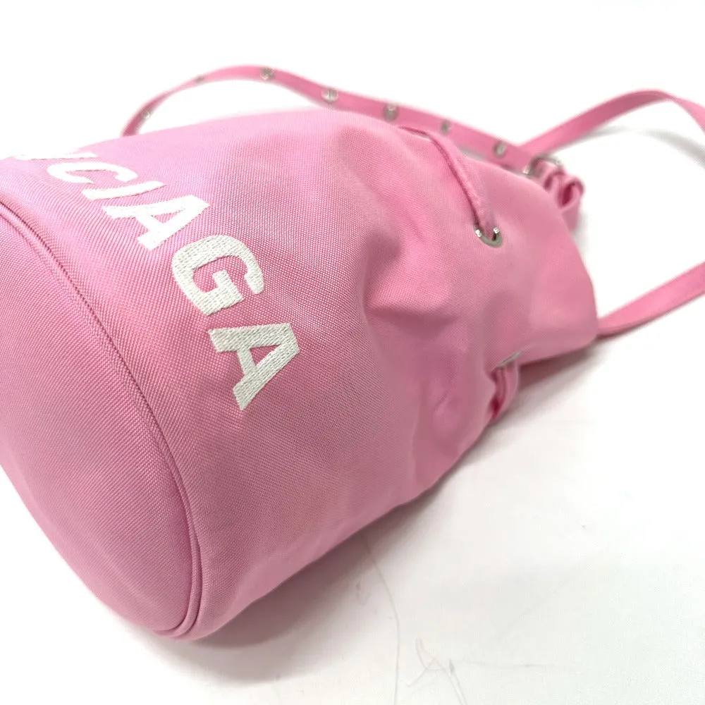 BALENCIAGA Shoulder Bag 619458 Nylon pink Handbag Wheel XS Drawstring Bucket Women Used Authentic