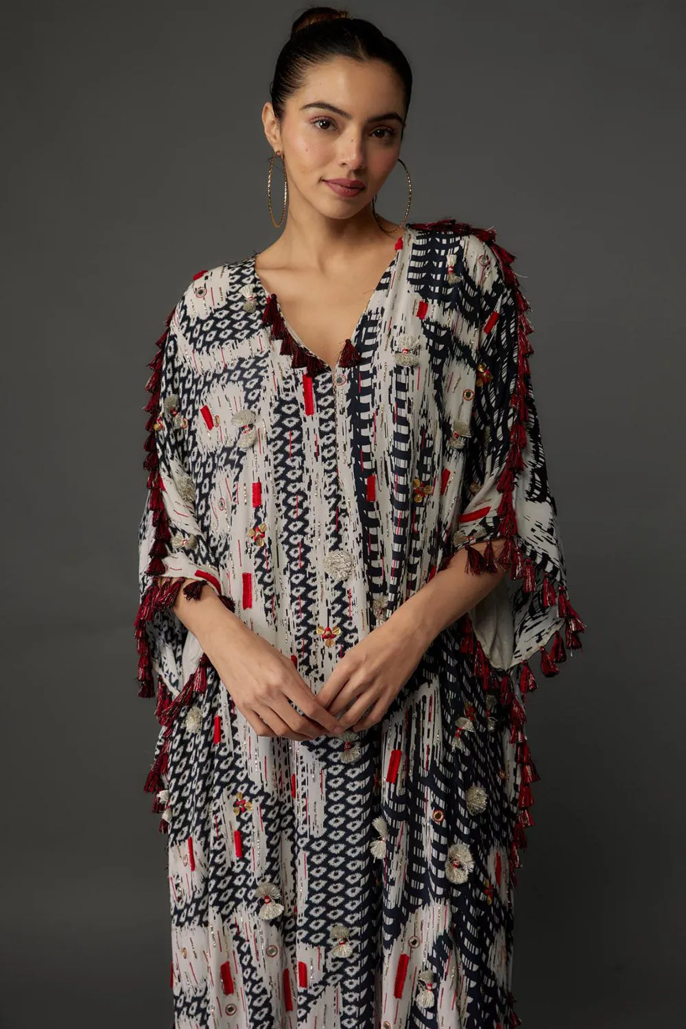 Black & White Uzbek Print Kaftan