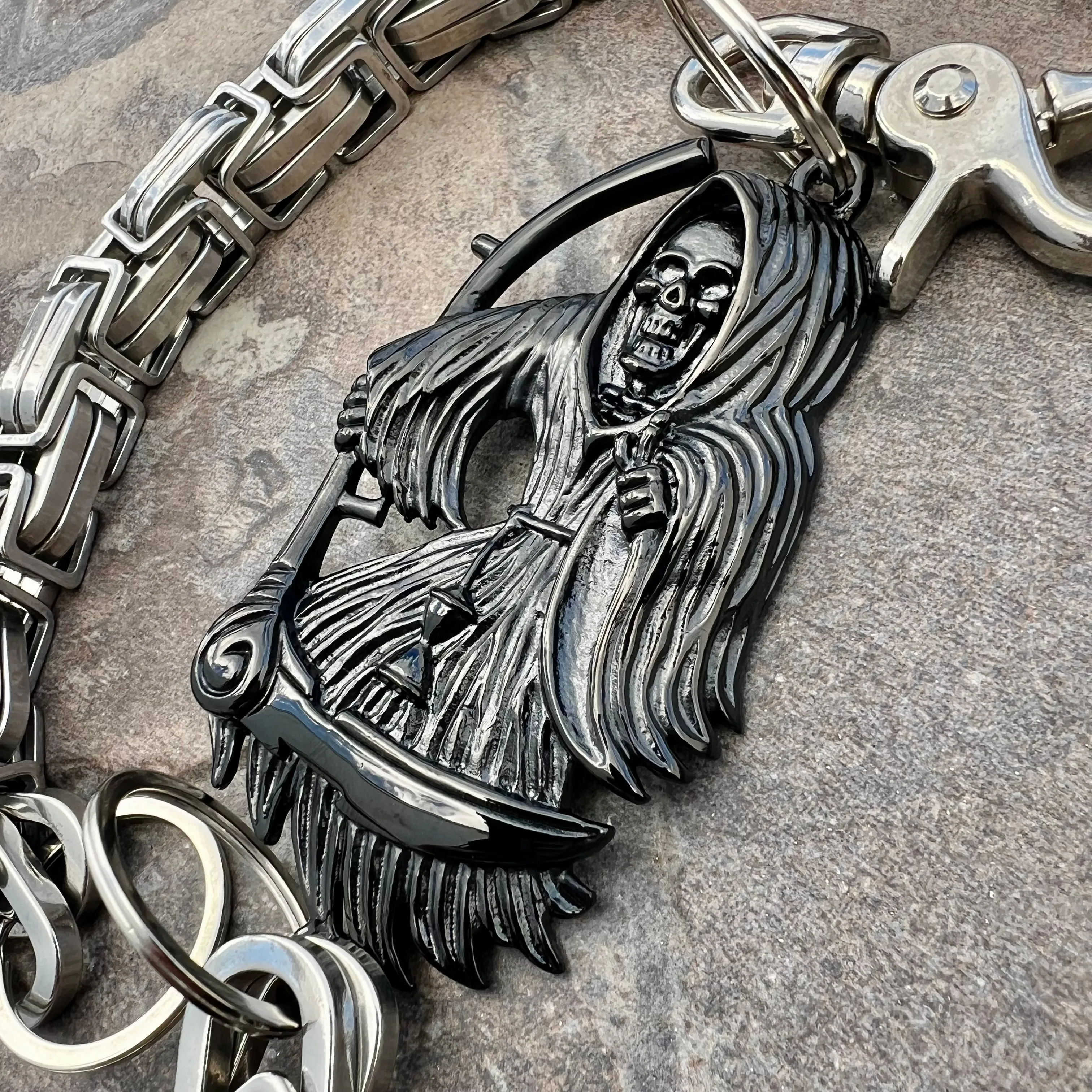 Black Grim Reaper Wallet Chain - Silver Daytona CVO - WC18CVO