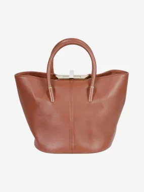 Brown leather handbag