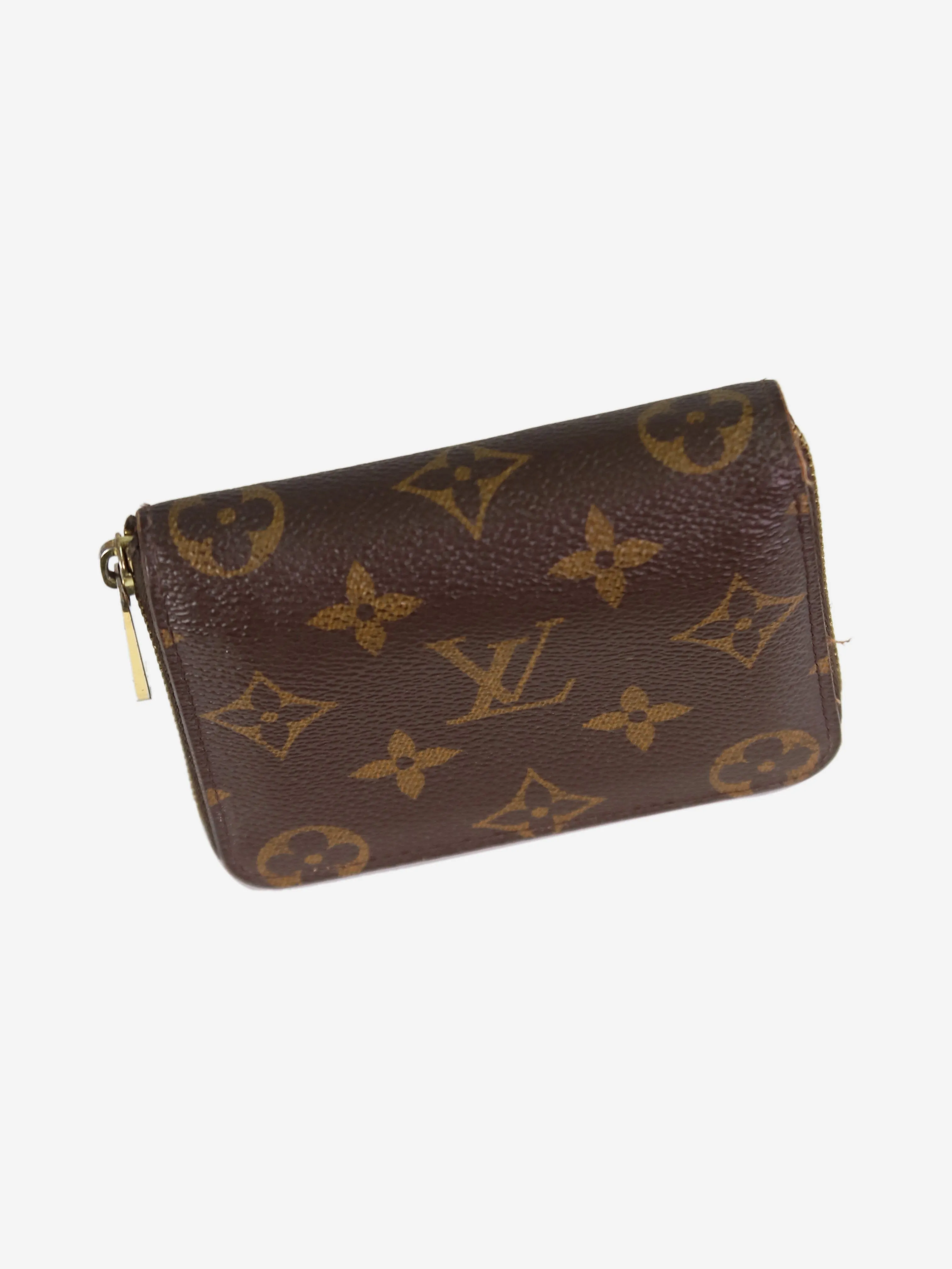 Brown Monogram zipped coin purse