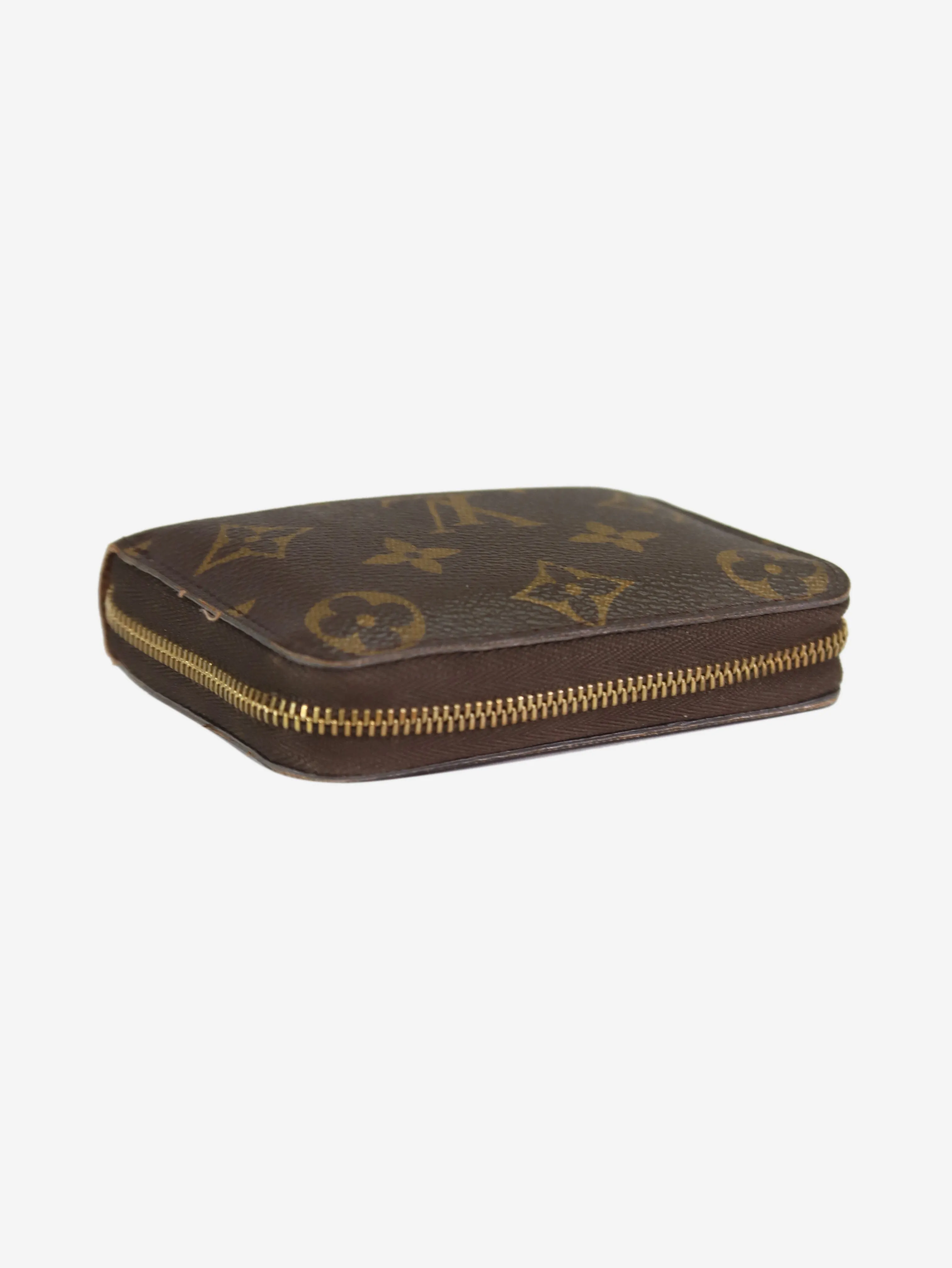 Brown Monogram zipped coin purse