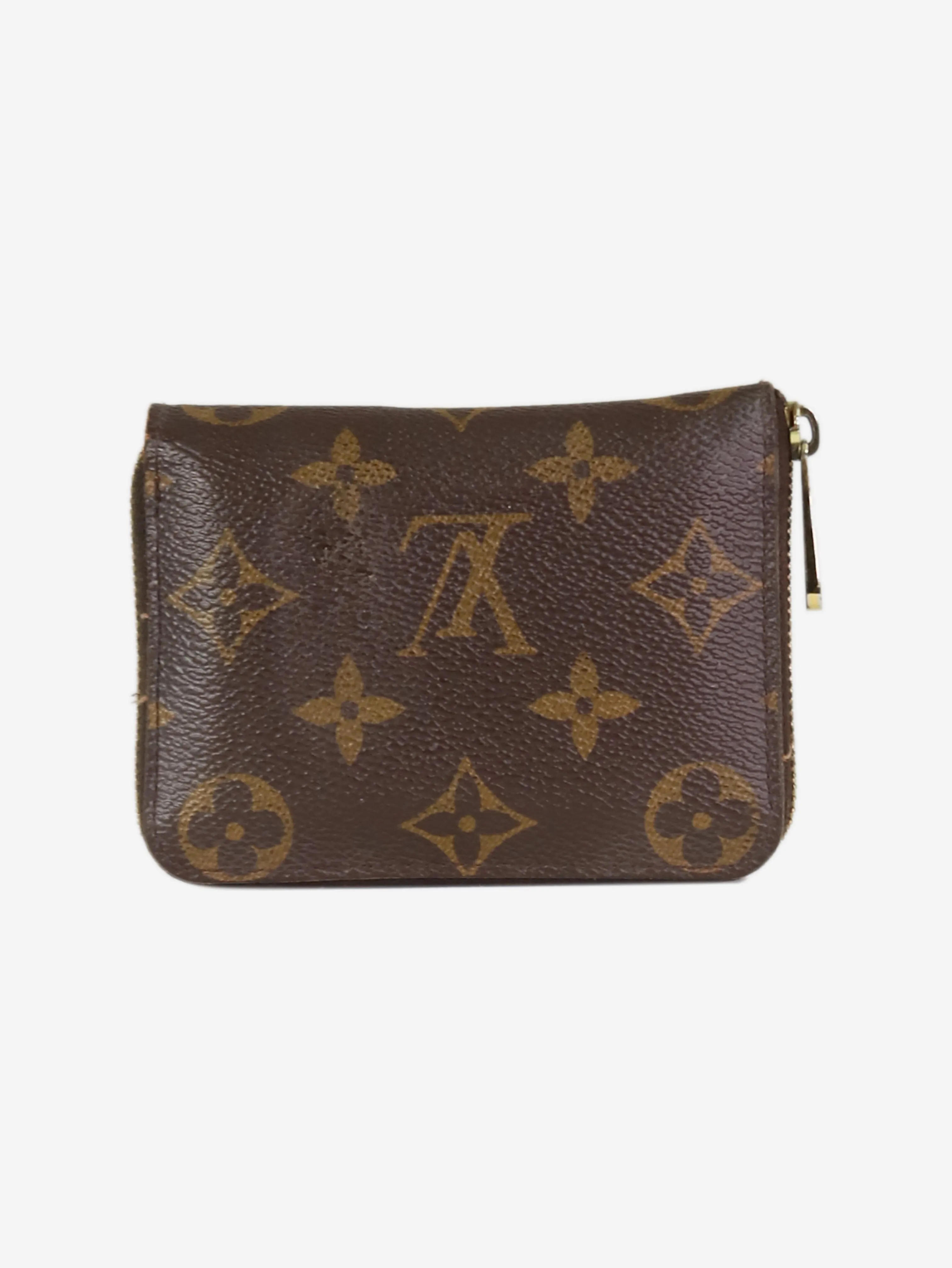 Brown Monogram zipped coin purse