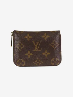 Brown Monogram zipped coin purse