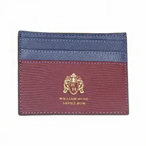 Burgundy / Blue Leather WH Card Holder