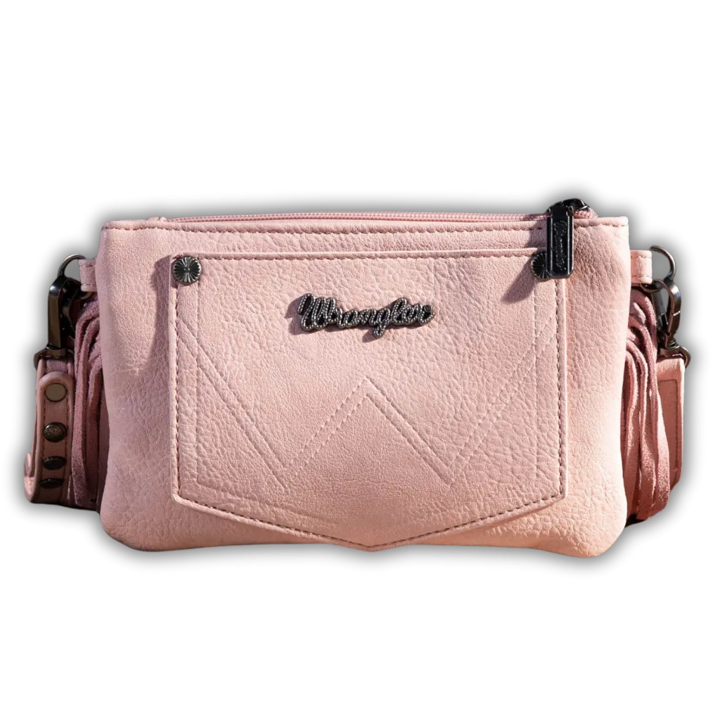 CARSYN PINK FRINGE CROSSBODY WRANGLER PURSE