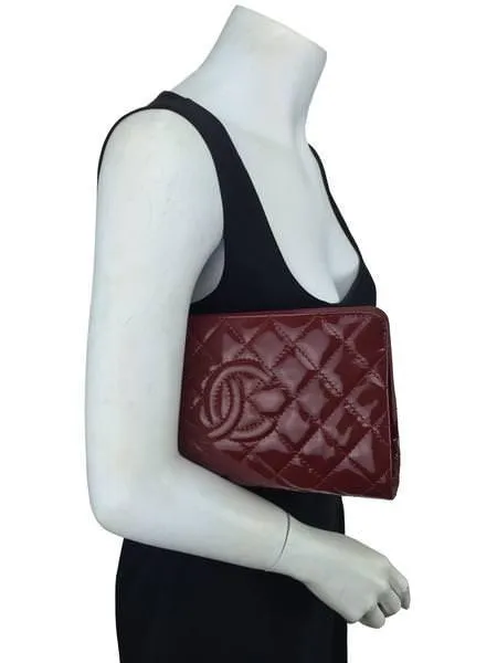 Chanel Quilted Patent Leather Timeless Clutch Bag