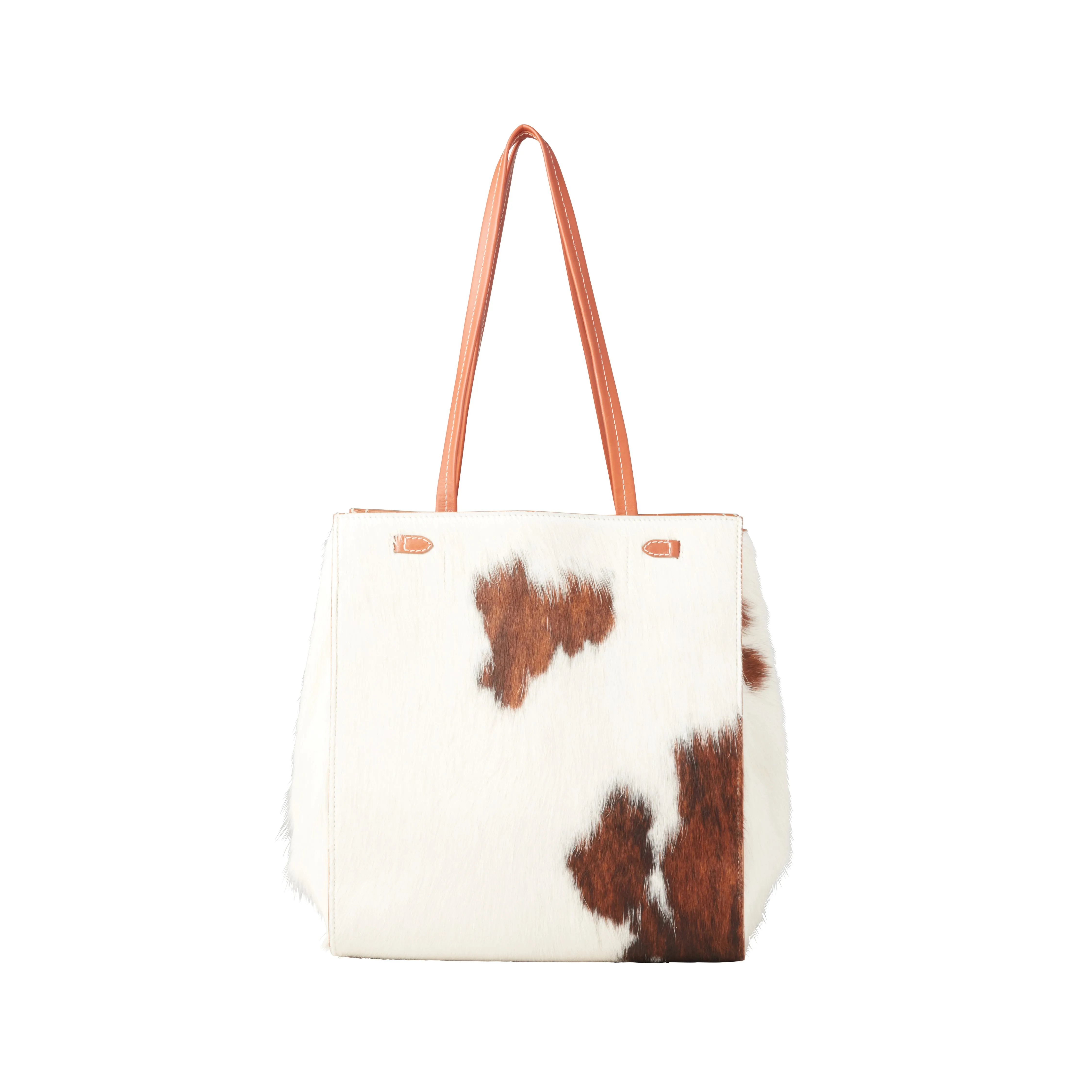 Cowprint Tote Bag :: Tan