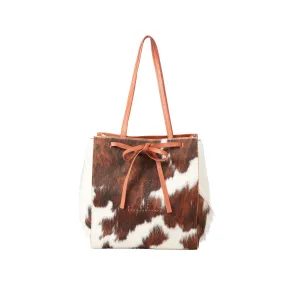 Cowprint Tote Bag :: Tan