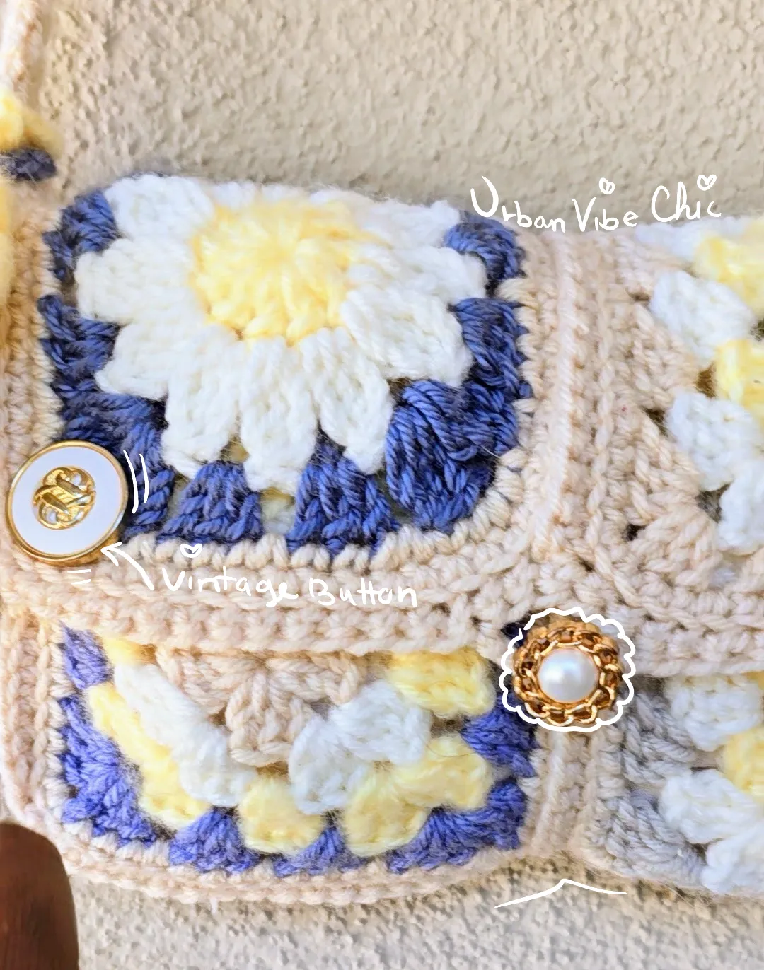 Crochet Tote Bag, Crochet Shoulder Bag - Seaside