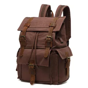 Durable Canvas Leather Travel Backpack 20 to 35 Litre