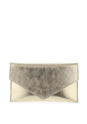 EMIS Leather Metallic Envelope Clutch Bag Gold