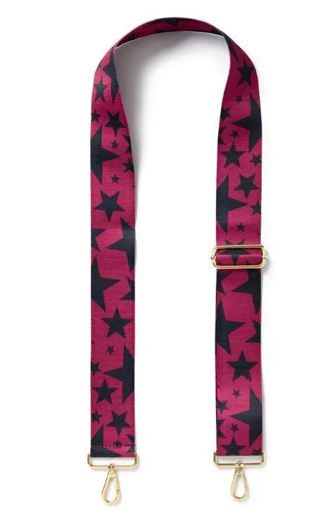 Fabucci Raspberry & Black Star Crossbody/Shoulder strap