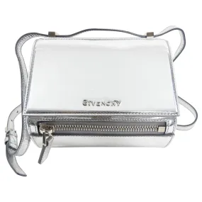 Givenchy Silver Metallic Leather Mini Pandora Box Bag