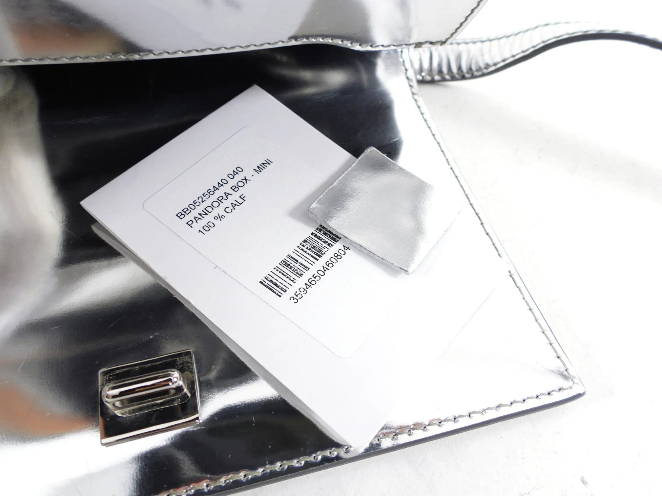 Givenchy Silver Metallic Leather Mini Pandora Box Bag