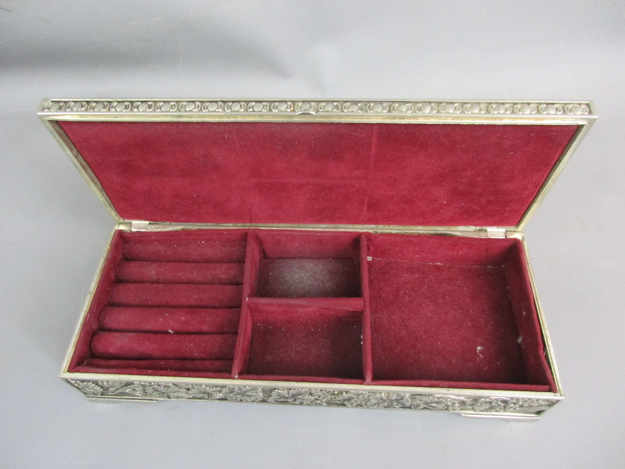 Italian Silver Plate Jewellery Box Vintage 20th Century