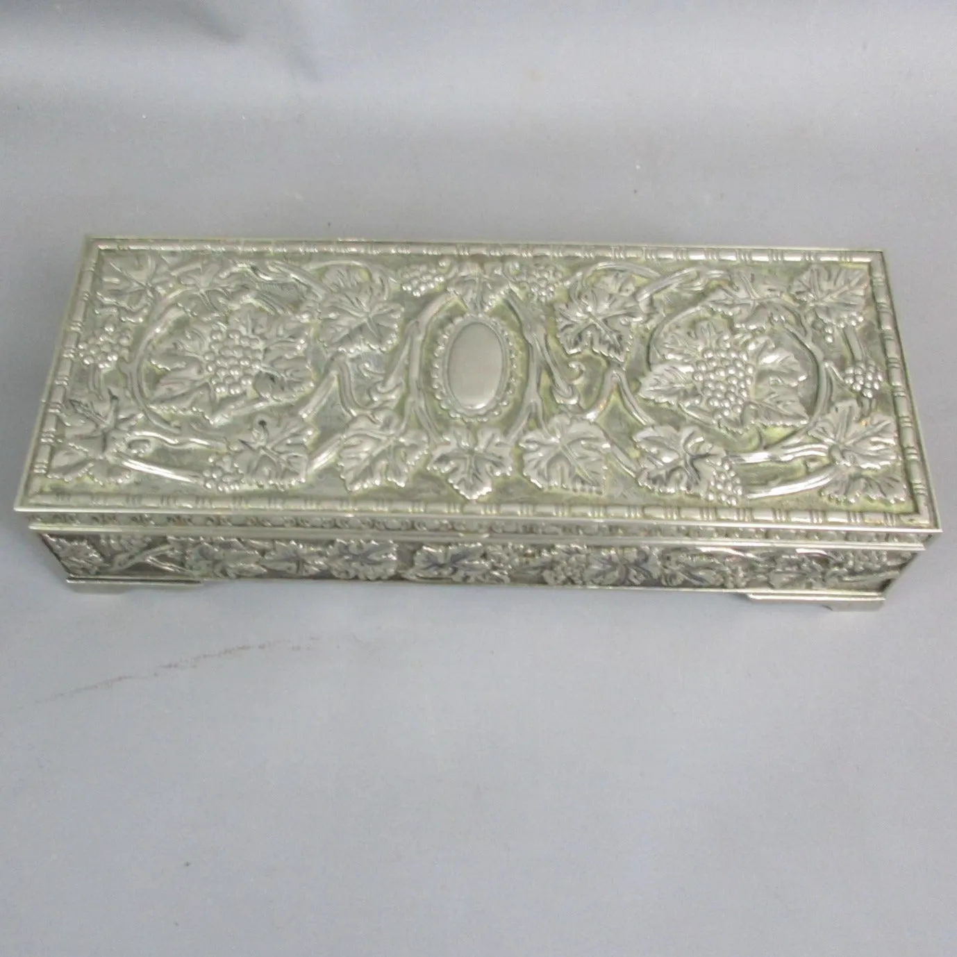 Italian Silver Plate Jewellery Box Vintage 20th Century