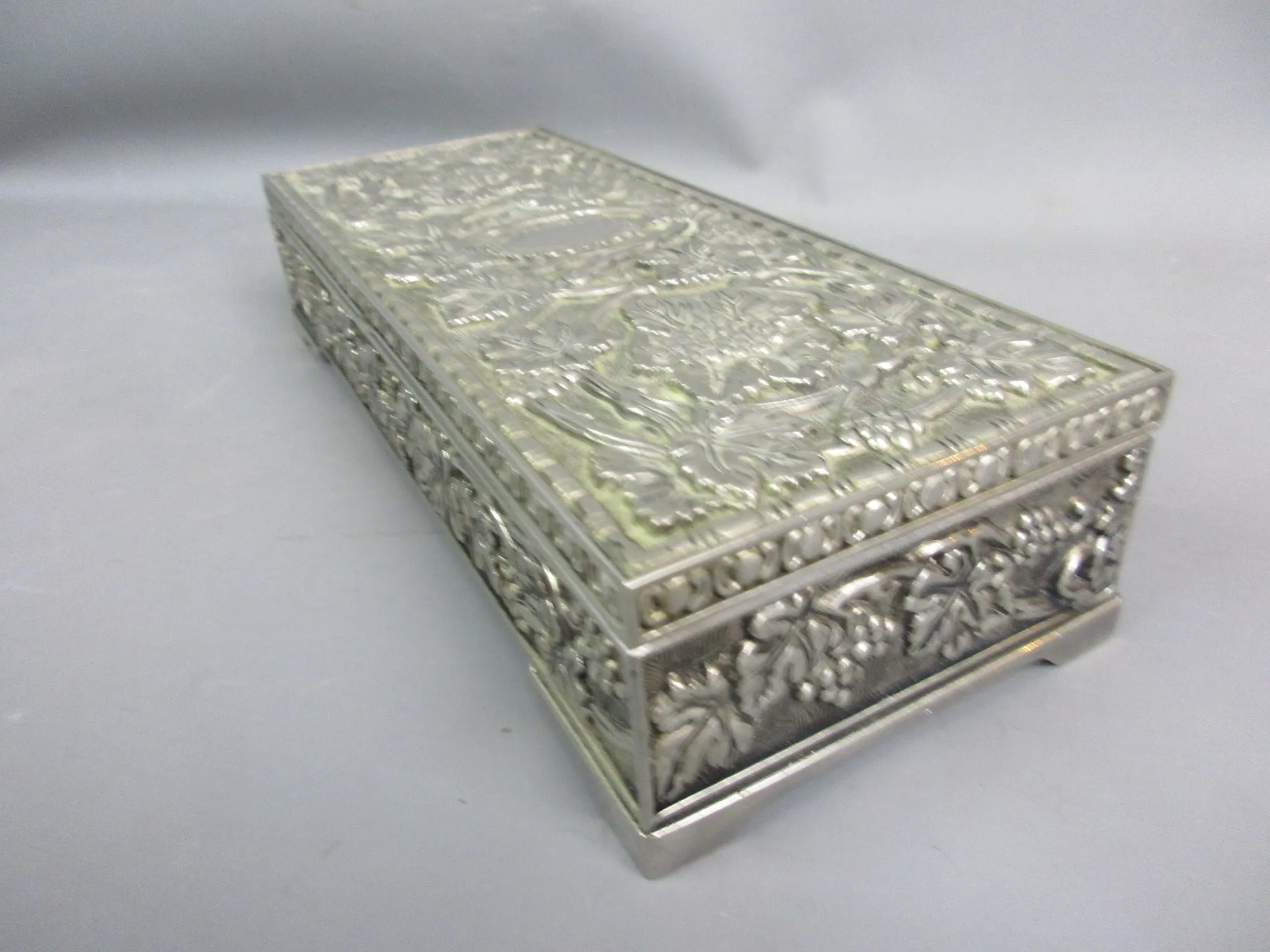 Italian Silver Plate Jewellery Box Vintage 20th Century