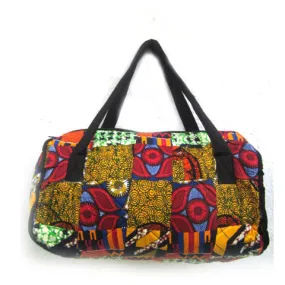 Handcrafted Kitenge Patchwork Duffle Bag - Unique, Vibrant, Spacious