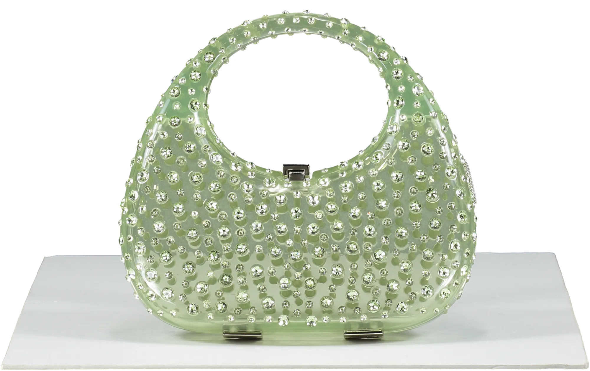 L'alingi Green Mint Meleni Bag Crystal Encrusted Resin Bag One Size