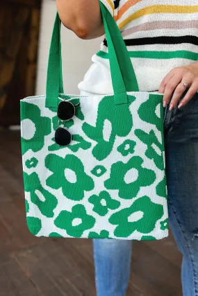 Lazy Daisy Knit Bag in Green - 2/13