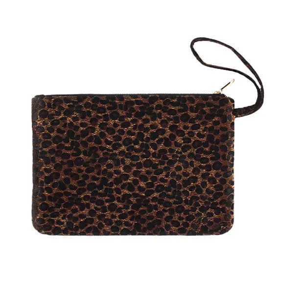 Leopard Print Large Pouch Clutch Bag