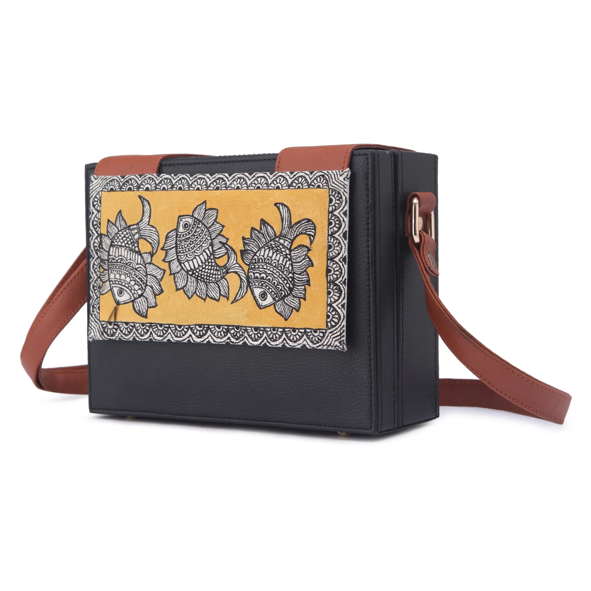 Madhubani Flap women Hand-painted crossbody sling bag