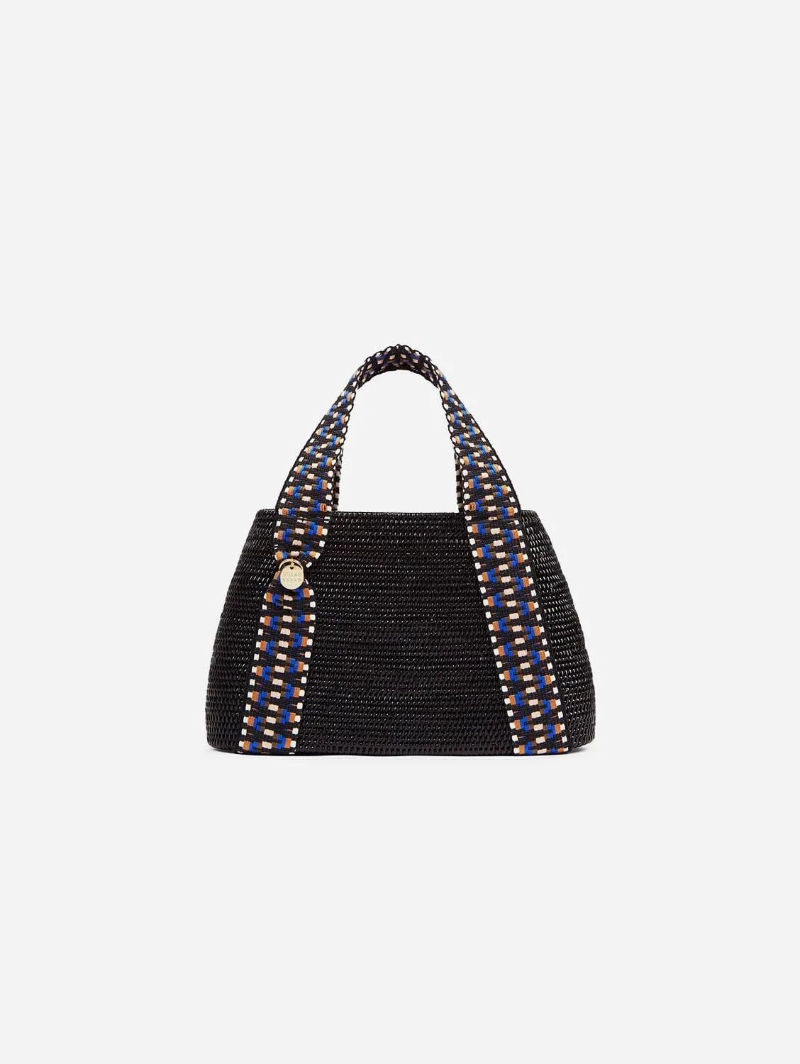 Manado Handwoven Atta Vegan Small Oval Handbag | Black