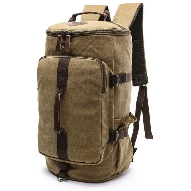 Multifunction Waterproof Canvas Leather Backpack for Men