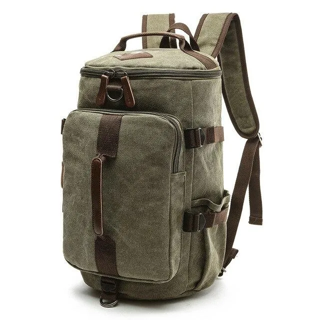 Multifunction Waterproof Canvas Leather Backpack for Men